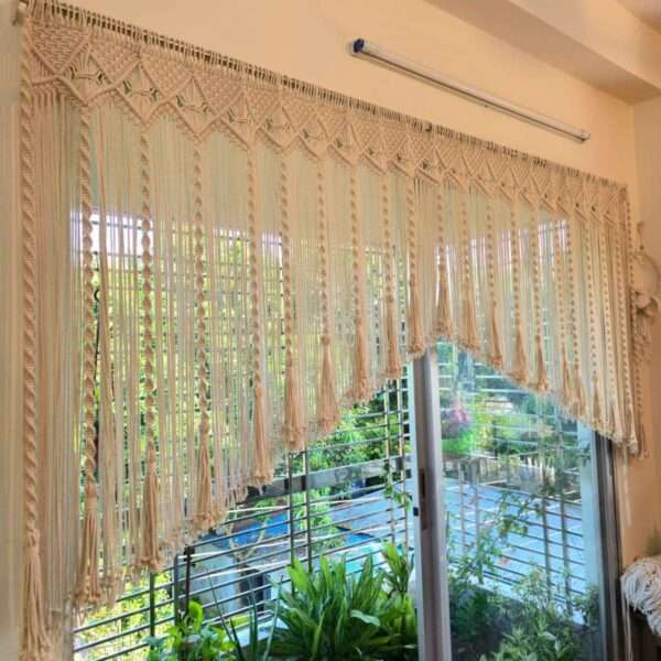 Macrame half curtain