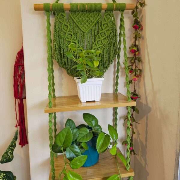 Macrame wall shelf