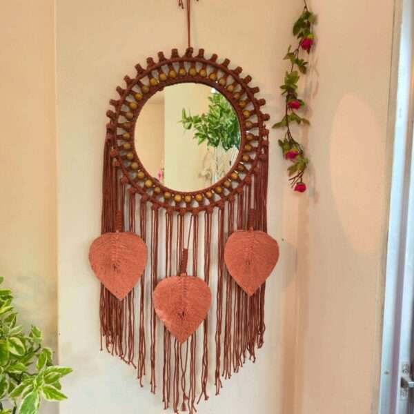 Macrame Leaf Mirror