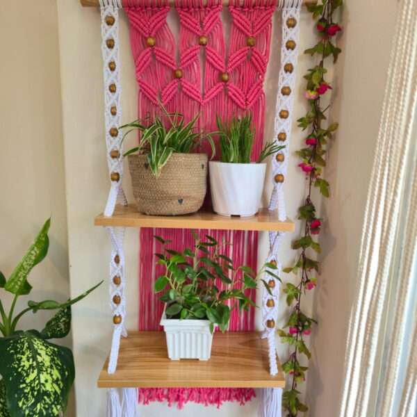 Macrame wall shelf