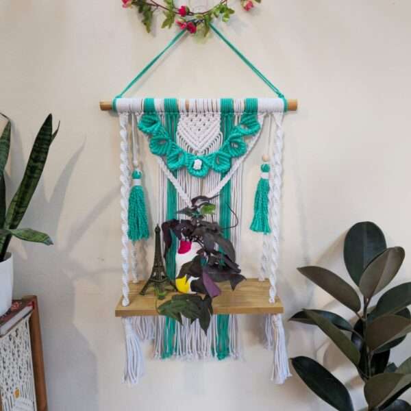 Macrame wall shelf